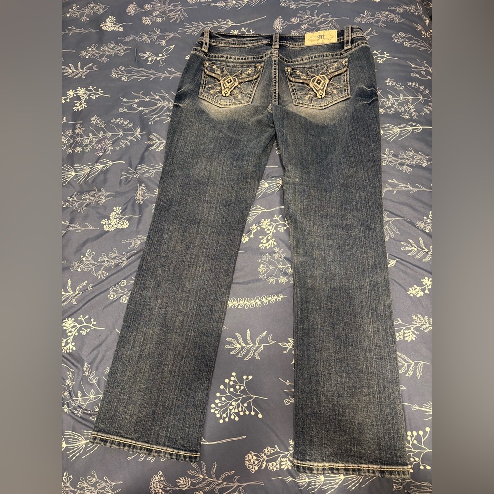 Miss Me Blue Boot Cut Jeans with longhorns - Picture 3 of 4